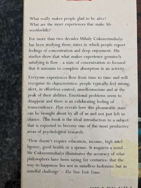 Flow - The Psychology of Happiness by Mihaly Csikszentmihalyi