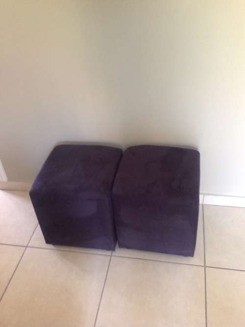 2 x Black Suede Ottomans