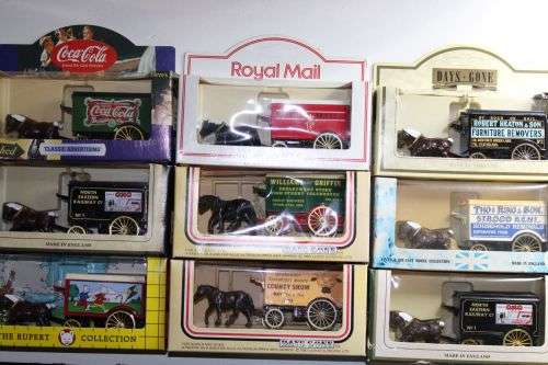 Lledo Horse drawn vans-Coca Cola,Oxo,Rupert,Royal Mail