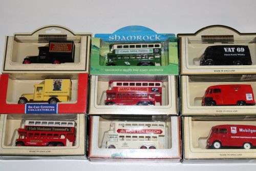 Lledo 1928 Chevrolet Box Van,1931 AEC Renown Double Deck Bus,1959 Morris LD150 Van