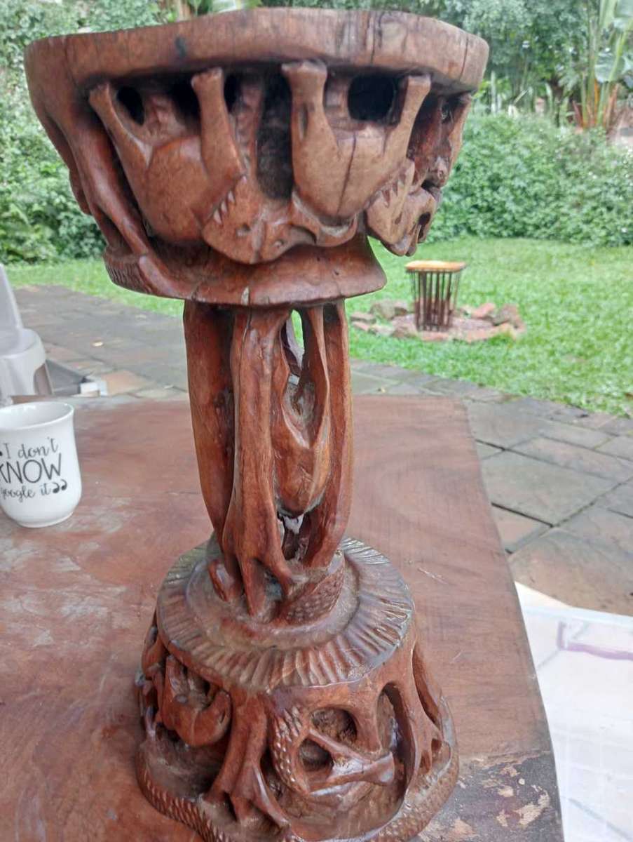 Upside-down wooden side-table