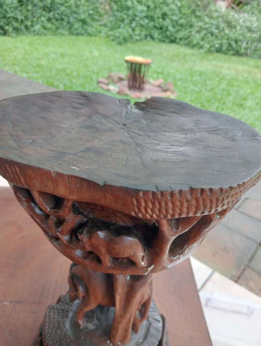 Upside-down wooden side-table