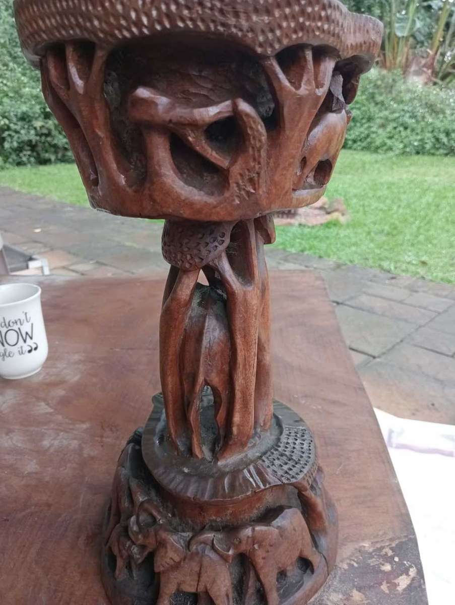 Upside-down wooden side-table