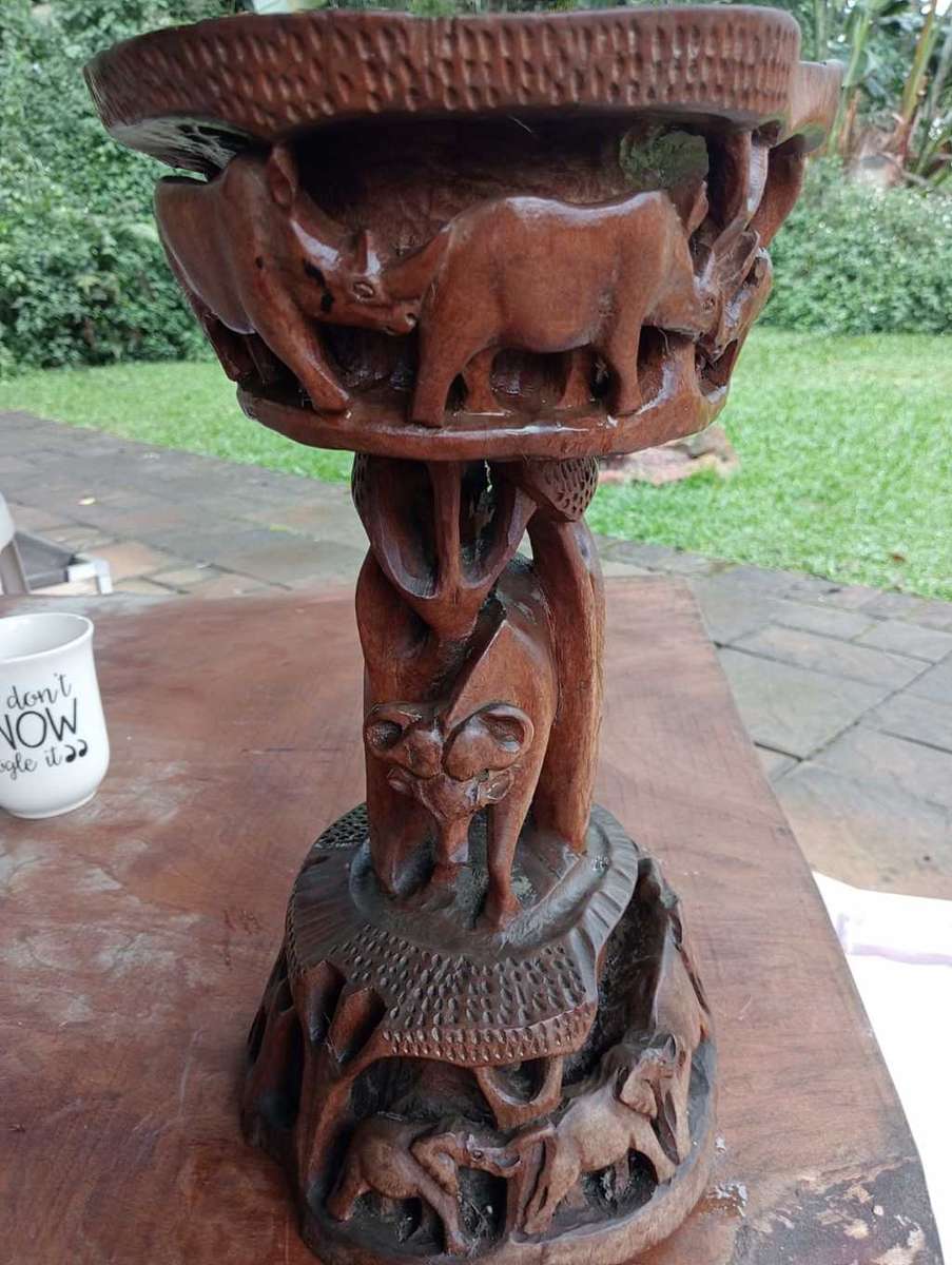 Upside-down wooden side-table