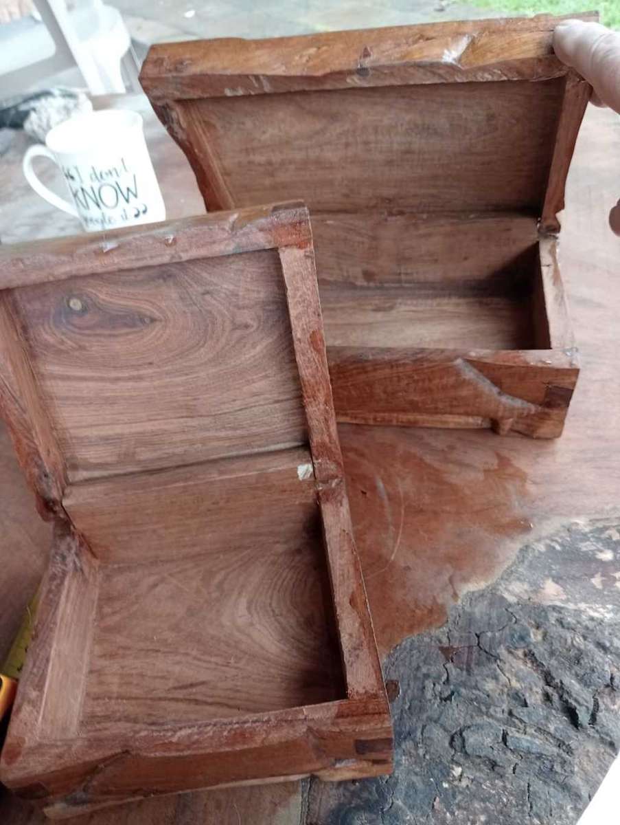 Pair of wooden trinket boxes