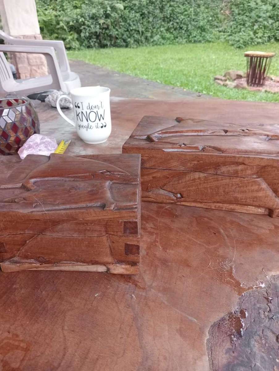 Pair of wooden trinket boxes