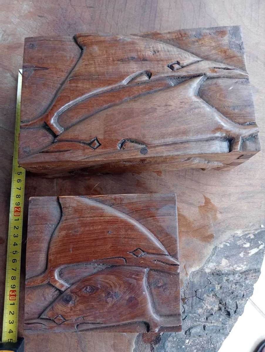 Pair of wooden trinket boxes