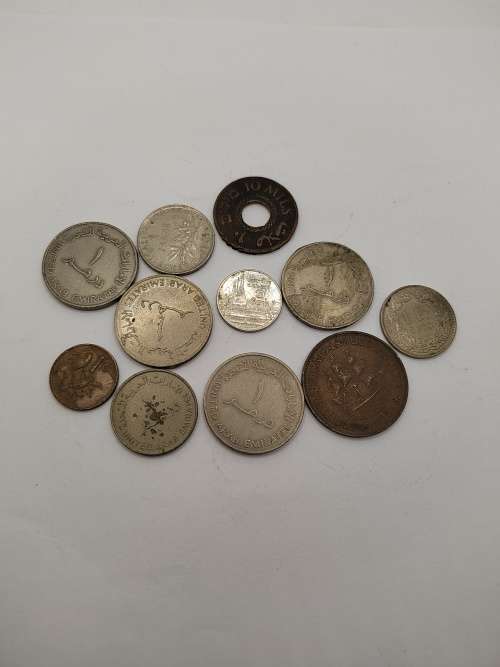 Mixed lot of rare coins x11 - see pics and description, vintage UAE DIRHAMS ETC