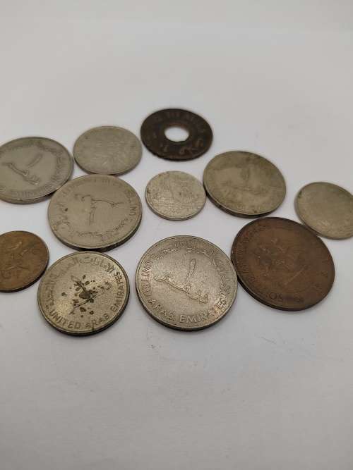 Mixed lot of rare coins x11 - see pics and description, vintage UAE DIRHAMS ETC