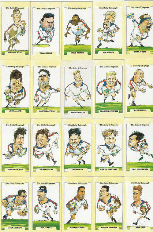 1995 Rugby World Cup Memorabilia, England Team, Cards (Rare)