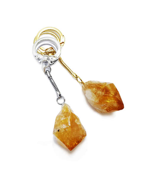 Citrine Rough Point Keyring