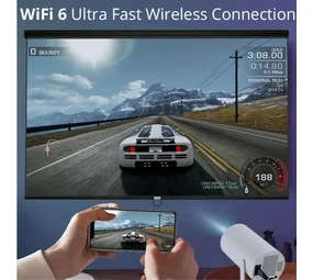 Latest Smart Android UHD Portable Projector + Built-in WIFI media streaming device + Pre-Loaded Apps