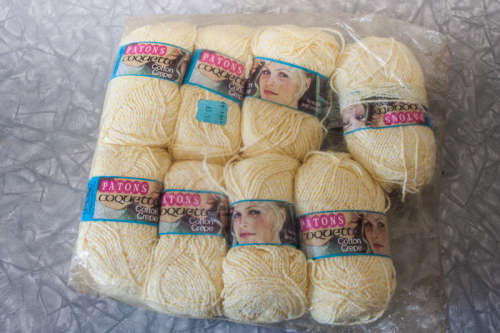 50g ball of Patons Coquette Cotton Crepe for knitting and Crochet Lemon