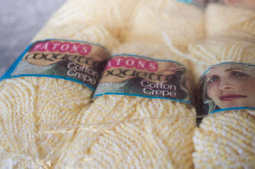 50g ball of Patons Coquette Cotton Crepe for knitting and Crochet Lemon