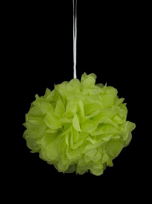 Pack of 10 Tissue Paper Pompoms (20cm Diameter) - Lime Green