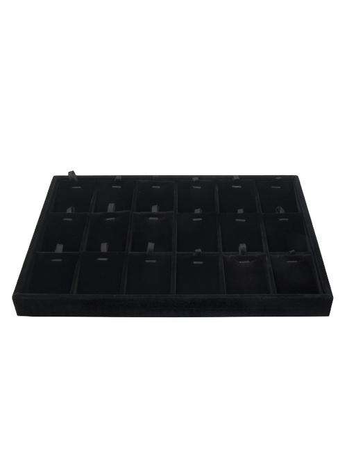High End 18 Compartment Black Velvet Display Tray