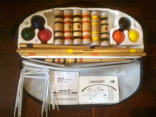 ### COMPLETE CROQUET SET AND CARRY CASE ### 2ND HAND GOOD CONDITION ## START AT R1 ## BID NOW!! #FSC