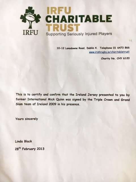 # 2009 IRELAND TRIPLE CROWN & GRAND SLAM CHAMPIONS # ALL ORIGINAL SIGNATURES # ONE OF A KIND # COA!!