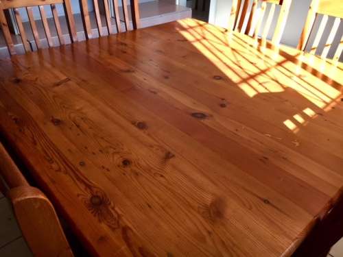 # STUNNING LARGE & HEAVY 8 x PIECE OREGON PINE TABLE/CHAIRS DINNER SET # COLLECTION ONLY RANDBURG #