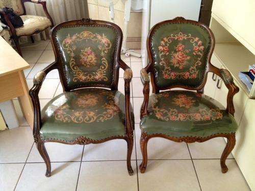 ***STUNNING PETIT POINT OLD ANTIQUE CHAIRS SET (QUEEN ANNE) VERY FINE HAND MADE & RARE!! R1 START!!