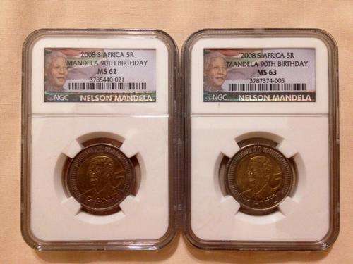 *** LIMITED EDITION NEW LABEL NELSON MANDELA R5 2008 MS 62 & MS 63 COMBO SET -  INVEST NOW!!! #FSC