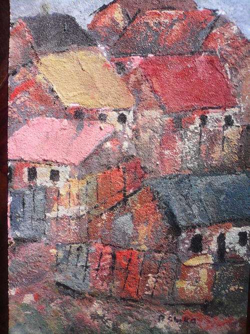 PETER SIBEKO MINE SAND AND OIL ON PAPER