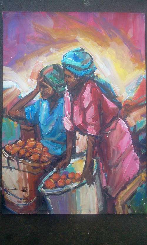 MIND SHANA OIL ON PAPER UNFRAMED