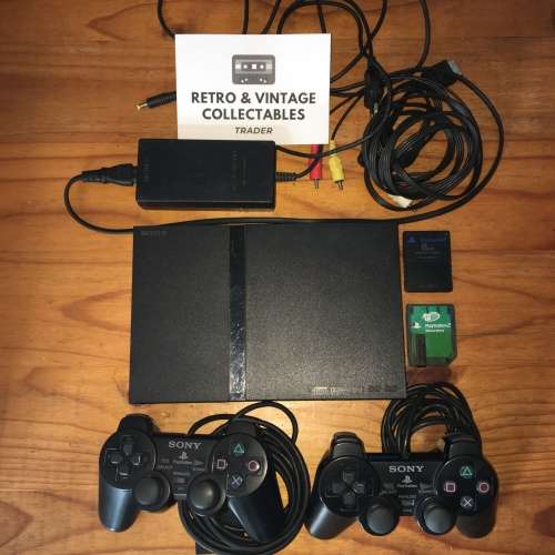 PlayStation 2 Console  Black (incl. 2x controllers, 2x 8MB memory cards and all cables)