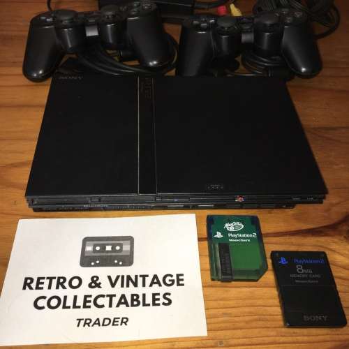 PlayStation 2 Console  Black (incl. 2x controllers, 2x 8MB memory cards and all cables)