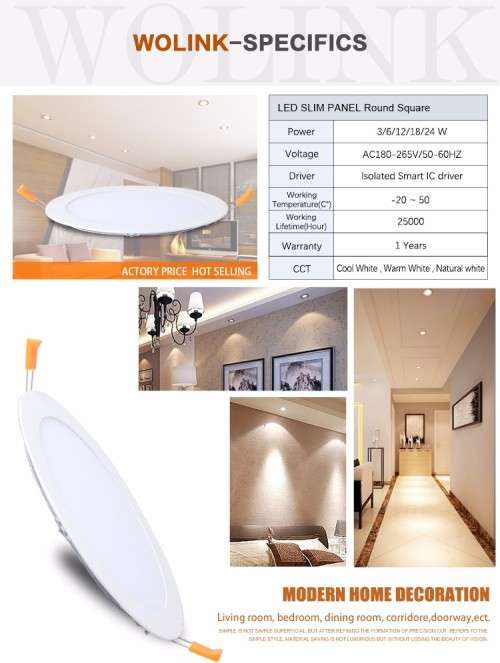 LED - Modern Design 6W Pure White Ceiling Panel Light & LED Power Driver Included, 220V
