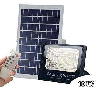 **100W Ultra Bright SOLAR FLOODLIGHT, SOLAR PANEL & SOLAR CABLE with REMOTE
