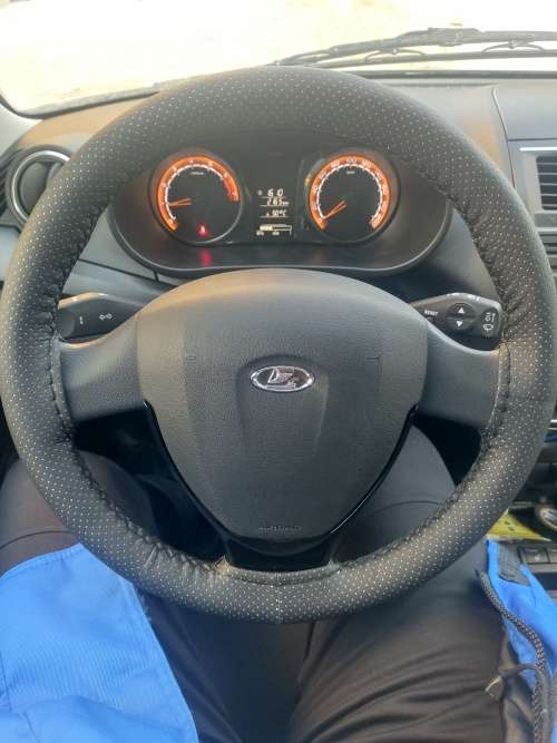 Universal DIY Faux Leather Car Steering Wheel Cover Kit - Black Stitching