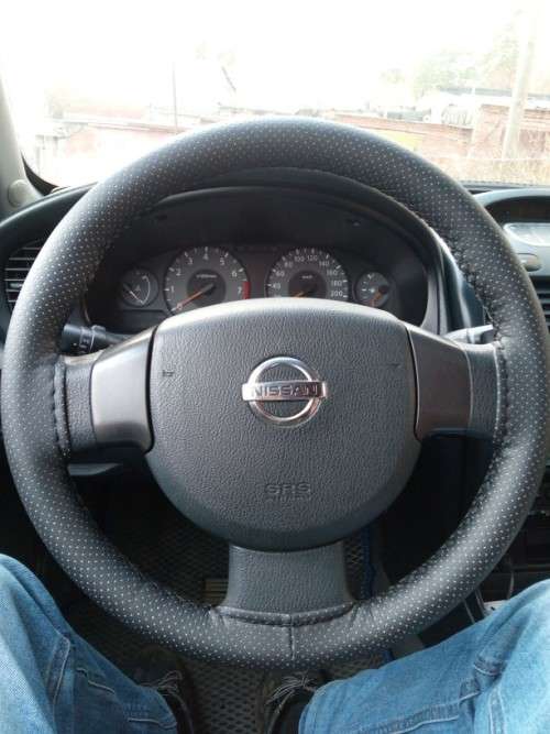 Universal DIY Faux Leather Car Steering Wheel Cover Kit - Black Stitching