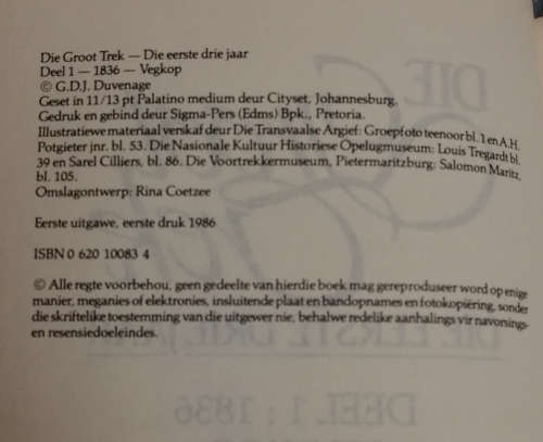 Die Groot Trek, Vegkop, Die Manifes, Die Gelofte GDJ Duvenhage