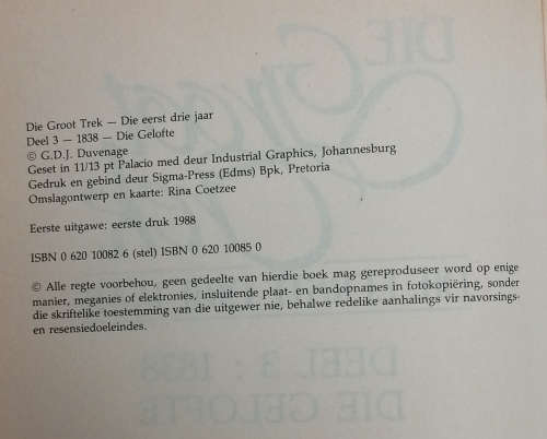 Die Groot Trek, Vegkop, Die Manifes, Die Gelofte GDJ Duvenhage