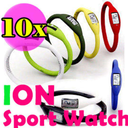 10x Bulk - Water-Resistance Tourmaline Minus Ion Sports Healthy Bracelet Electric Watch(11 Color)