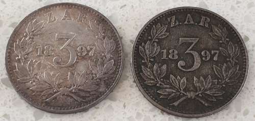 Lot of two 1897 3 Pence