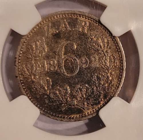 1892 6 Pence AU50