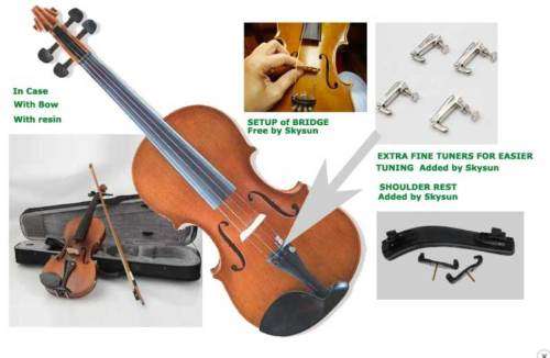 Courante violin + shoulder rest, setup + 4 fine tuners  4/4 12 yr to adults (24h-48h SA delivery )