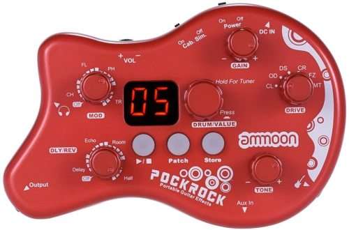 AMMOON POCKROCK -Portable Guitar Multieffects Processor Pedal 15 Effects 40 Drum w power adapter