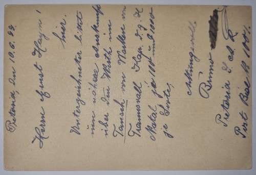 Zuid Afrikaanse Rep briefkaart 1899 to Germany