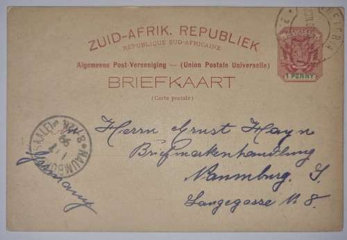 Zuid Afrikaanse Rep briefkaart 1899 to Germany