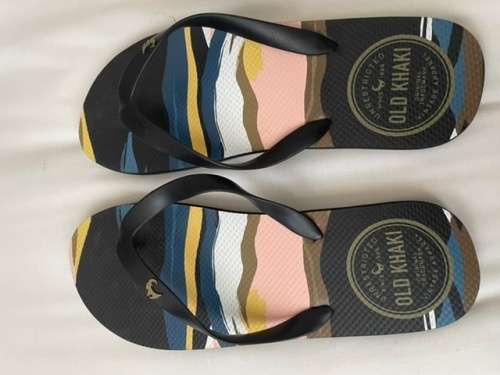 Old Khaki Pacifico flip flops UK9
