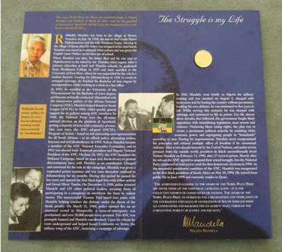 Nobel peace prize mandela coin 1/10ct gold