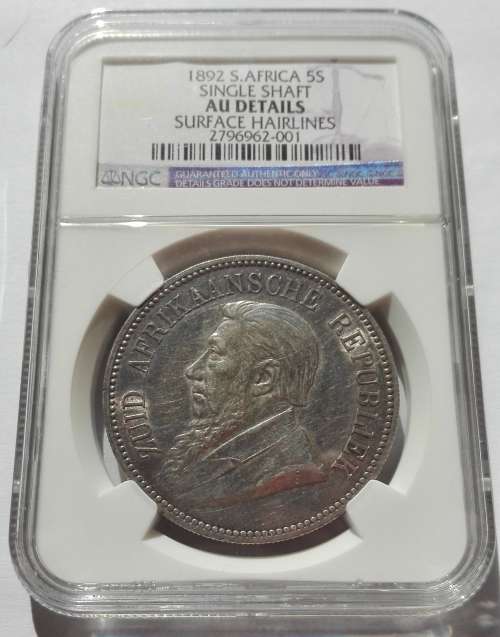 NGC Graded 1892 Single Shaft 5 Shillings