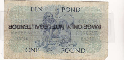 1949 1 pound note in F grade by M H de Kock Serial no B/28 dated 12/4/49 RARE NOTE