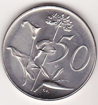 1966 Afrikaans 50 cents in UNC grade