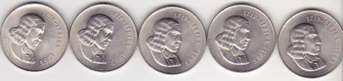5 x 1965 Afrikaans 20c in UNC grade