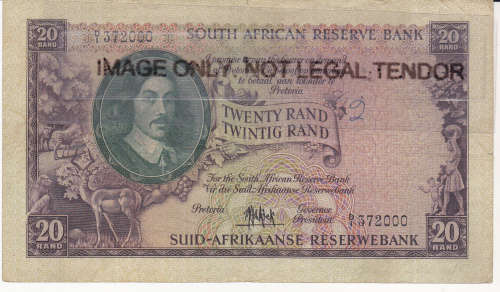 1961 R20 MH de Kock 1st and only issue E/A in EF  No D/1 372000 CV R1000