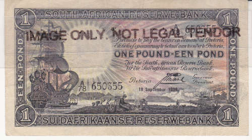 1938 1 pound J Postmus in VF No  A/78 650355 CV R650